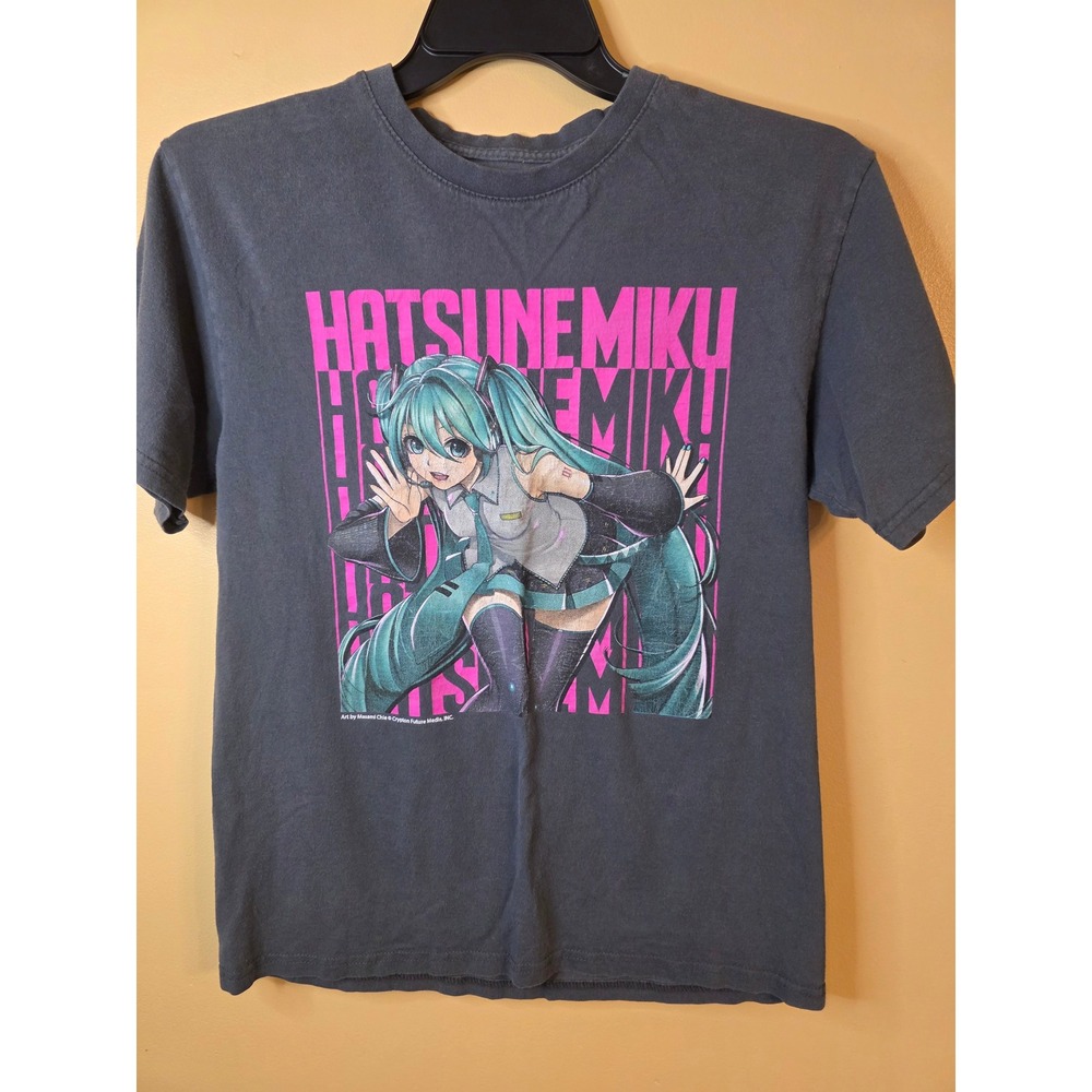 Hatsune Miku Graphic T-Shirt Mens Medium Charcoal Gray Anime Vocaloid Tee